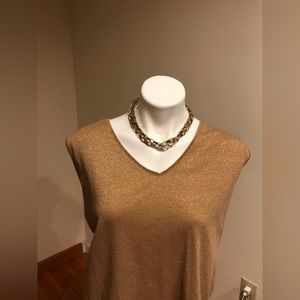 Susan Graver knit gold Metallic Tank Top  sleeveless Size  2X
